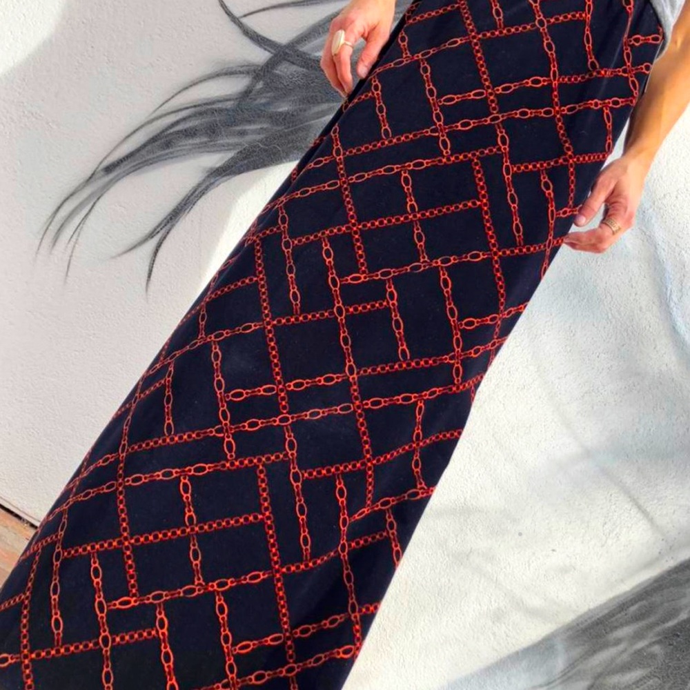 Gorgeous velvety chain print maxi skirt vintage velvet skirt